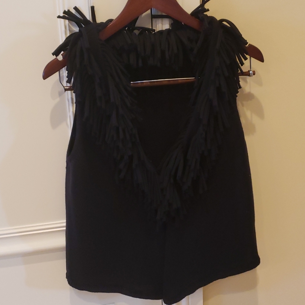 Black fringed vest
